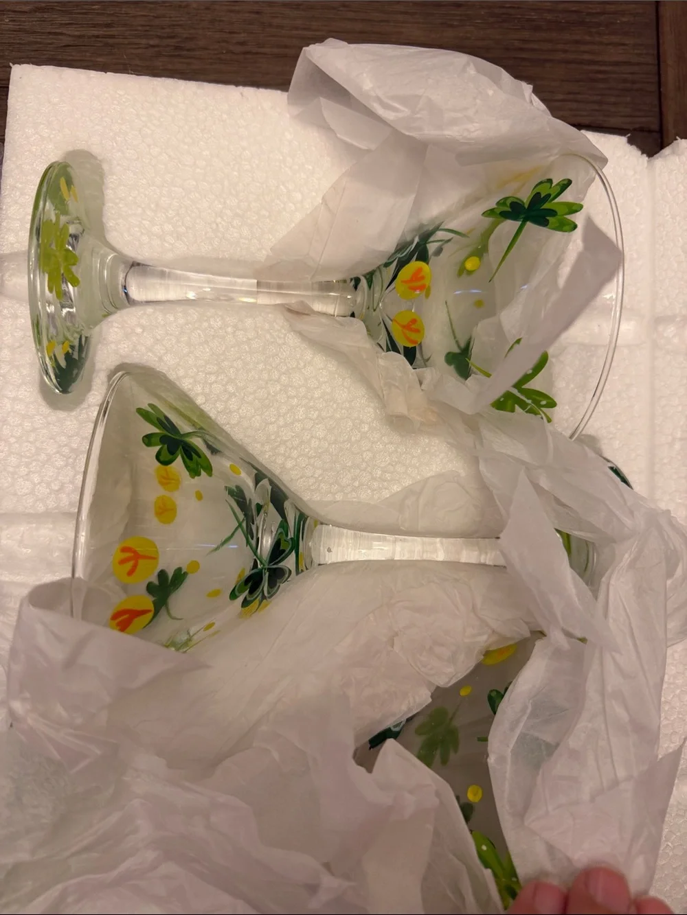 Set Of 4 hand painted st Patrick’s day Martini Glasses new